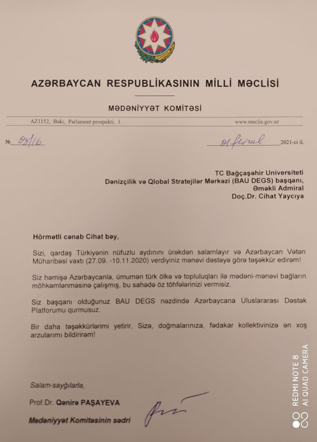 Azerbaycan Milli Meclisi’nden Cihat Yaycı’ya teşekkür belgesi - Resim: 0