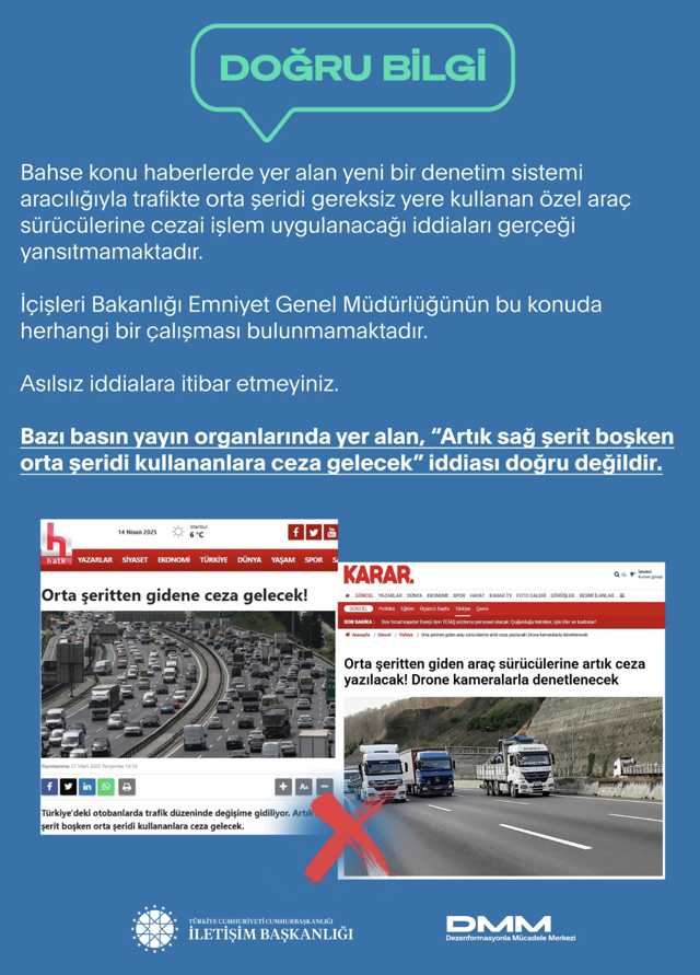 Sağ şerit boşken orta şeridi kullanan sürücülere ceza mı kesilecek? DMM'den açıklama - Resim: 0