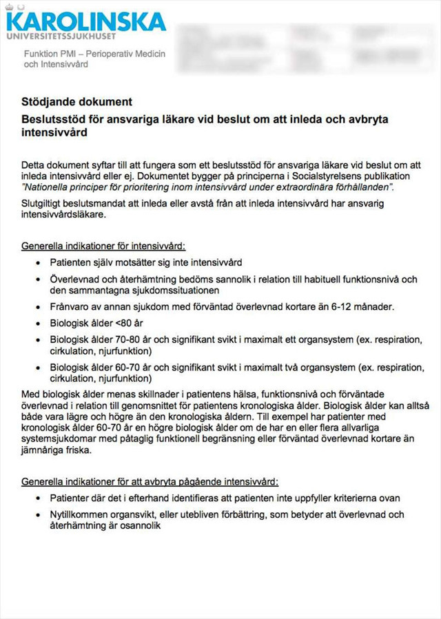 İsveç'teki hastaneden doktorlara 'yaşlı Kovid-19 hastalarını yoğun bakıma almayın' talimatı - Resim: 0