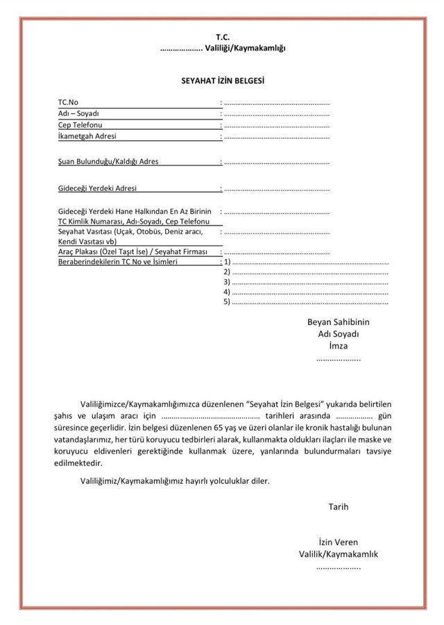 Seyahat izin belgesi nereden alınır seyahat izin formu doldurma - Resim: 0