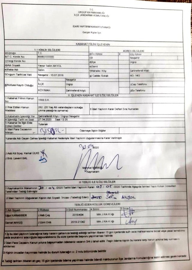 Sokağa çıkma yasağını delen 4 yaşındaki çocuğa 3 bin 150 lira para cezası - Resim: 0