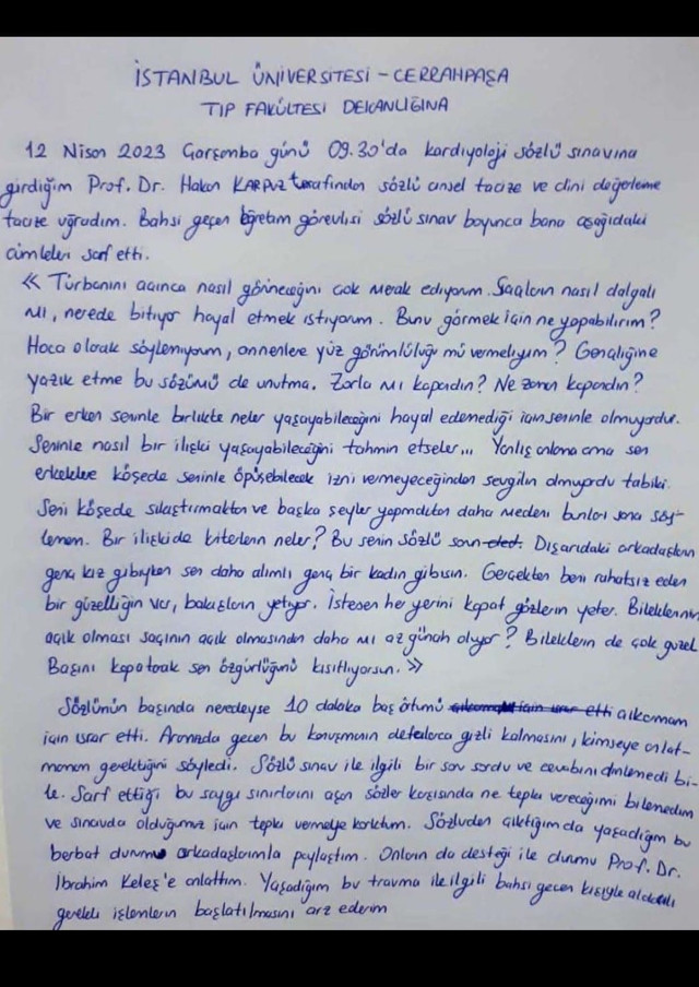 Cerrahpaşa'da profesörden başörtülü öğrenciye iğrenç taciz! 'Seni köşede sıkıştırmaktan...' - Resim: 0