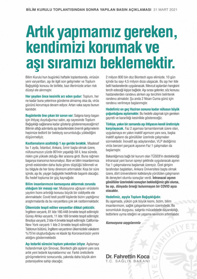 Bilim Kurulu Toplantısı sonrası Bakan Koca'dan aşı açıklaması - Resim: 0