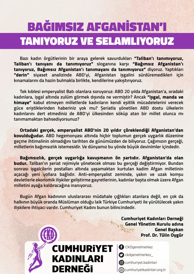 Cumhuriyet Kadınları Derneği Taliban'ı mı selamladı? Burkalı kadınlar için cevap - Resim: 0