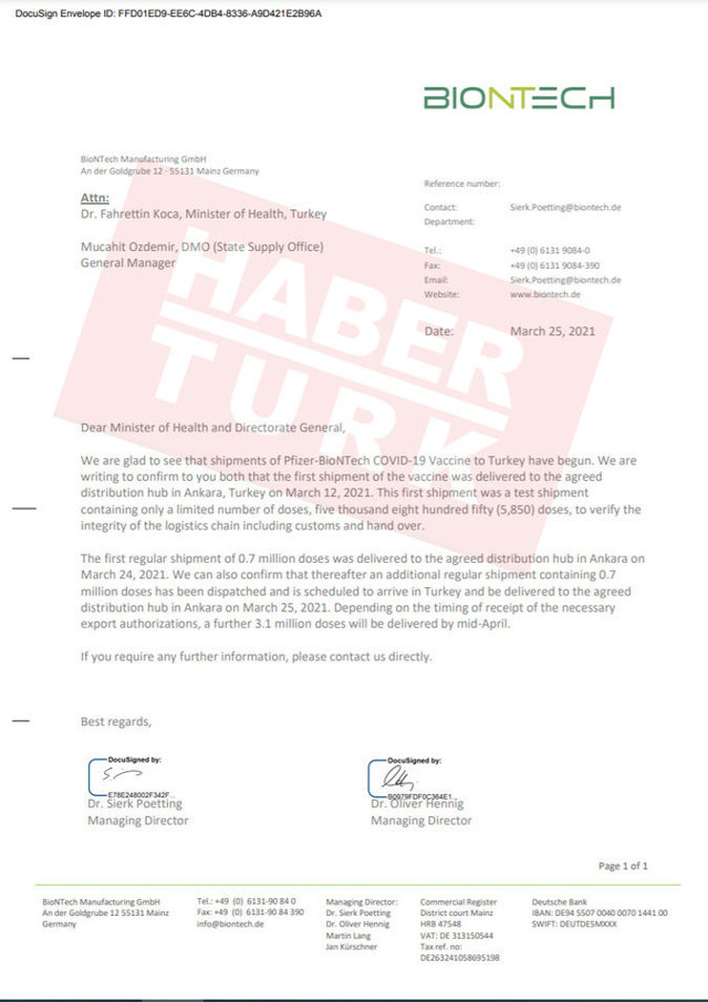 Fahrettin Koca'dan "BionTech" açıklaması: Bu belge yalan söylemediğimin belgesi - Resim: 0