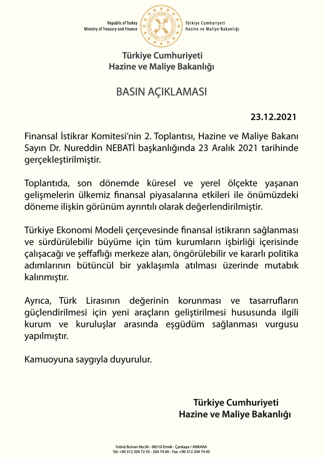 Bakan Nureddin Nebati'nin toplantısı sonrası Hazine ve Maliye Bakanlığı'ndan flaş açıklama - Resim: 0