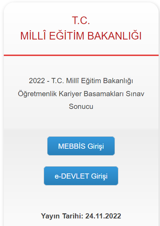 Uzman öğretmenlik sınav sonuçları açıklandı! 2022 Öğretmenlik Kariyer Basamakları Sınav Sonucu nasıl öğrenilir? - Resim: 0