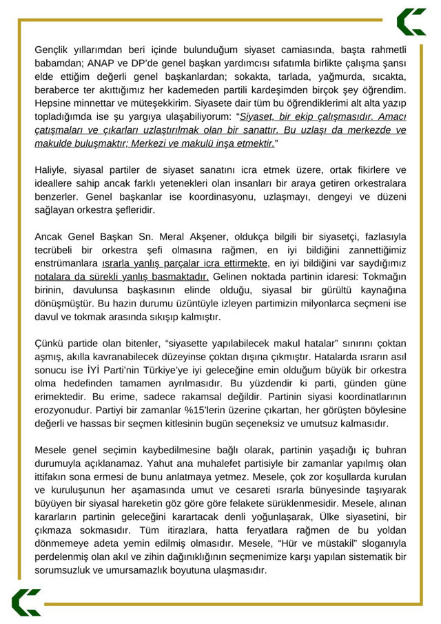 İYİ Parti’de bir üst düzey istifa daha!  Cem Karakeçili: Meral Akşener en iyi bildiğini var saydığımız  notalara da sürekli yanlış basıyor - Resim: 0