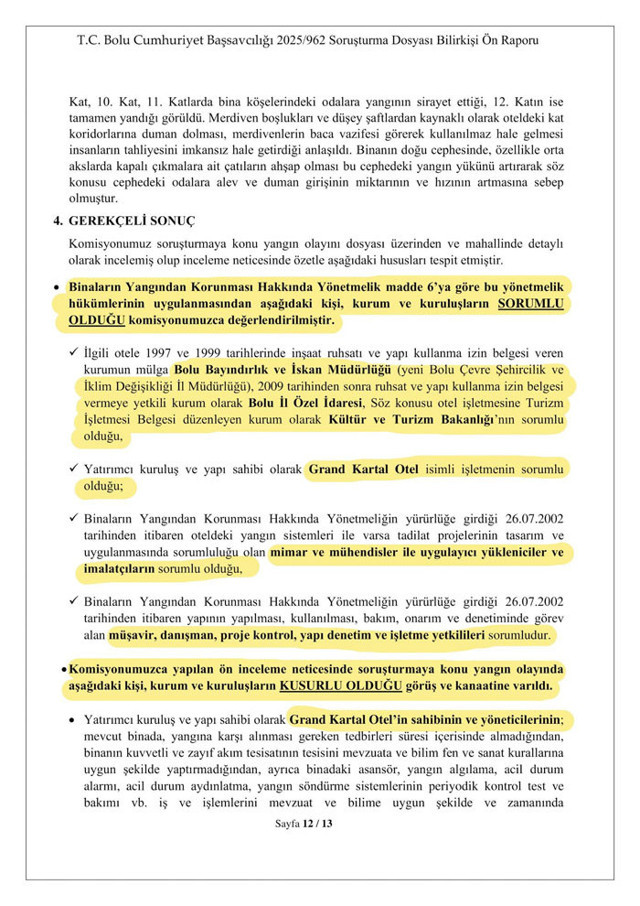 Özgür Özel otel yangını faciasıyla ilgili bilirkişi heyetinin ön raporunu paylaştı - Resim: 0