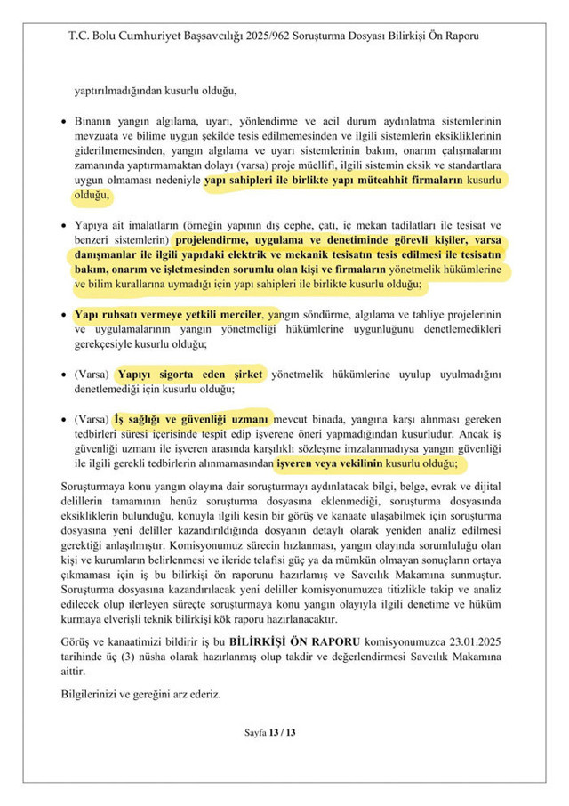 Özgür Özel otel yangını faciasıyla ilgili bilirkişi heyetinin ön raporunu paylaştı - Resim: 1
