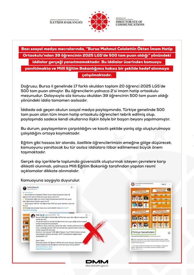 DMM ve AK Parti'den LGS ile ilgili gündeme gelen iddiaya flaş cevap! "Bursa'da bir okulda..." - Resim: 0