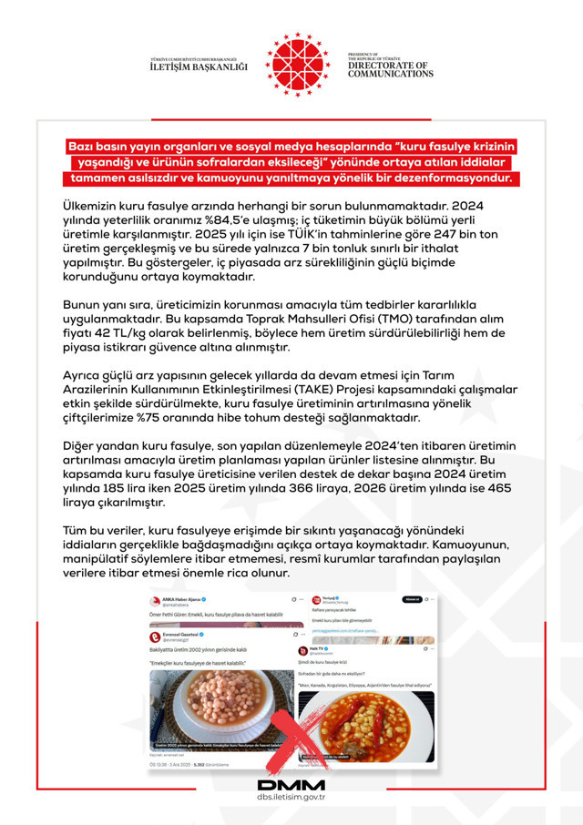 DMM'den "kuru fasulye krizi" iddiasına yalanlama - Resim: 0