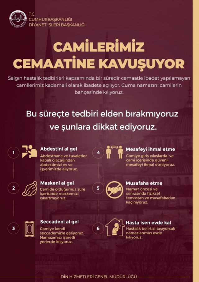 Namazlar nasıl kılınacak Diyanet cuma namazı için uyarı afişi hazırladı! - Resim: 0