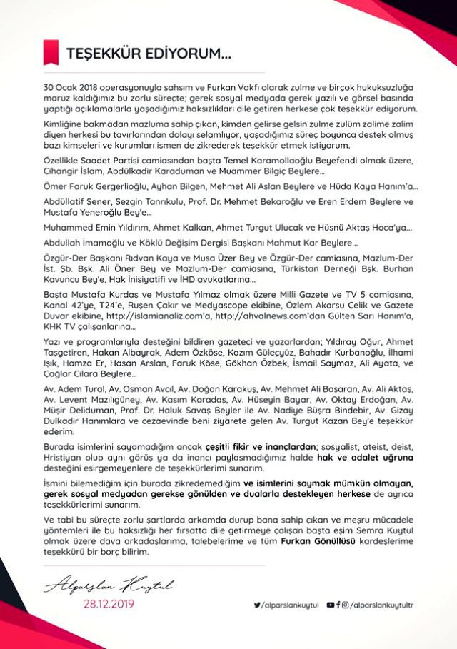 Alparslan Kuytul mesaj yayınladı! CHP HDP ve Saadetli isimlere teşekkür etti - Resim: 1