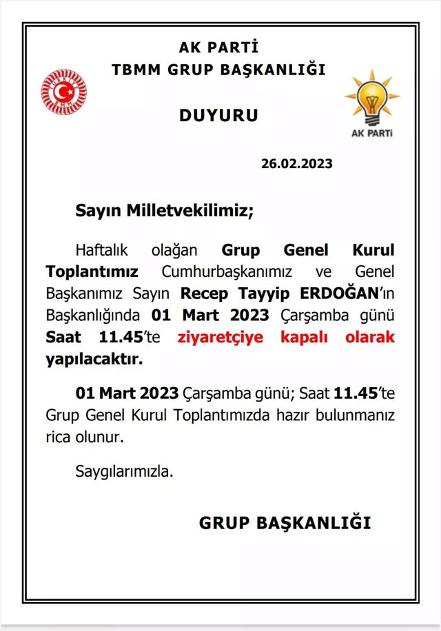 AK Parti'de ilginç gelişme! Meclis Grubu'na ziyaretçi alınmayacak, Erdoğan konuşacak - Resim: 0