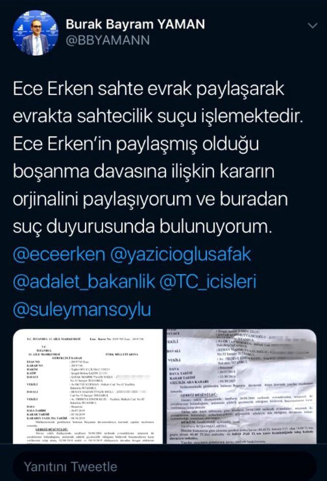 Ece Erken'in ifşa ettiği boşanma belgesi sahte çıktı başı belaya girdi - Resim: 5