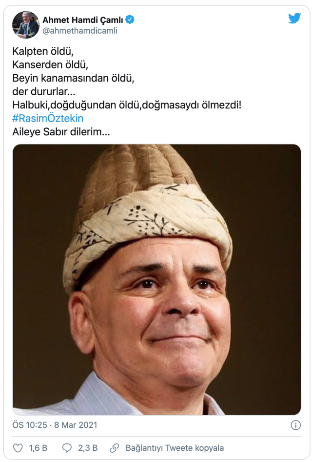 AK Partili Ahmet Hamdi Çamlı'nın Rasim Öztekin mesajı olay oldu! 'Doğmasaydı ölmezdi' - Resim: 0