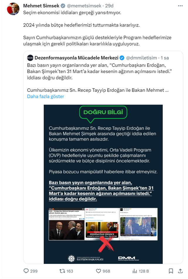 Mehmet Şimşek iddiası! Erdoğan 'kesenin ağzını aç" dedi haberine çifte yalanlama geldi - Resim: 0