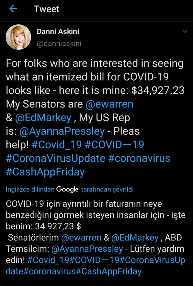 ABD'de bir kadına koronavirüs tedavisi için 35 bin dolar fatura çıkarıldı - Resim: 0