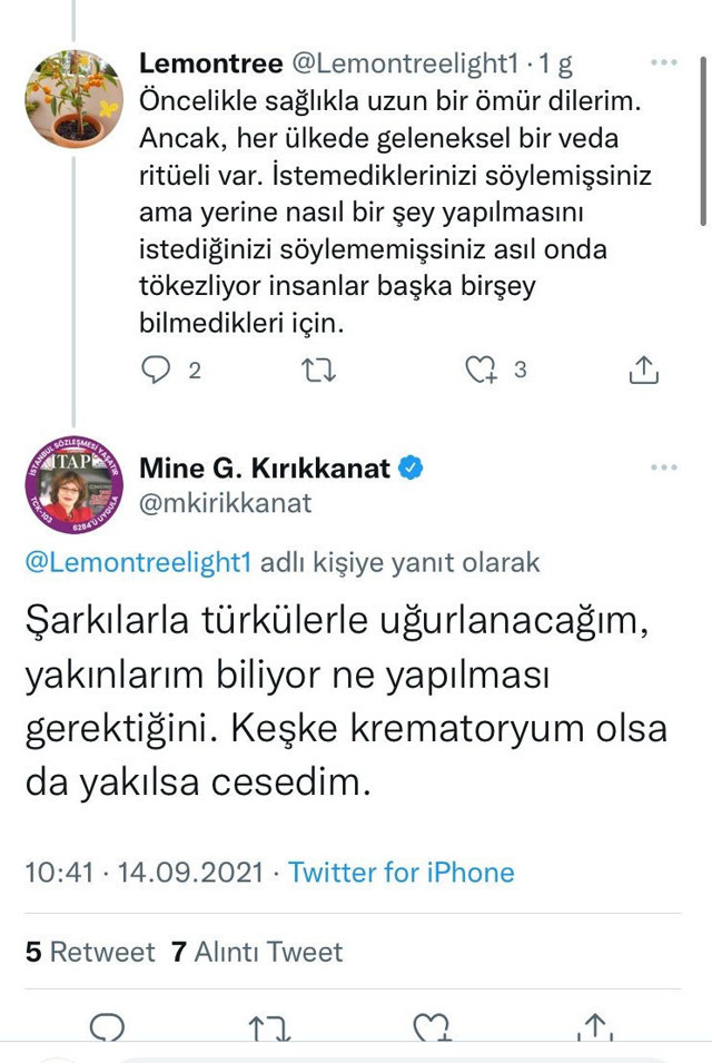 Mine Kırıkkanat: Cenazemde imam, hafız  istemiyorum - Resim: 1