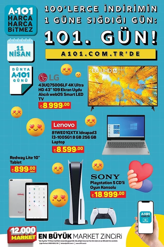 A101'de 11 Nisan çılgınlığı! İndirimli aktüel ürünler yayınlandı: İphone 11, Playstation 5 ve Robot süpürge... - Resim: 1