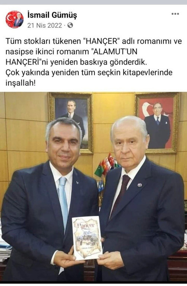 Böylesi görülmedi! MHP adayı İsmail Gümüş, ölen yazarın kitabını kendi kitabı gibi bastırıp Devlet Bahçeli'ye hediye etti - Resim: 0