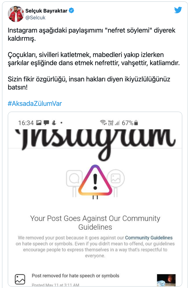 Instagram ve Facebook, Selçuk Bayraktar'ın Mescid-i Aksa paylaşımını sildi! İkiyüzlülüğünüz batsın - Resim: 0
