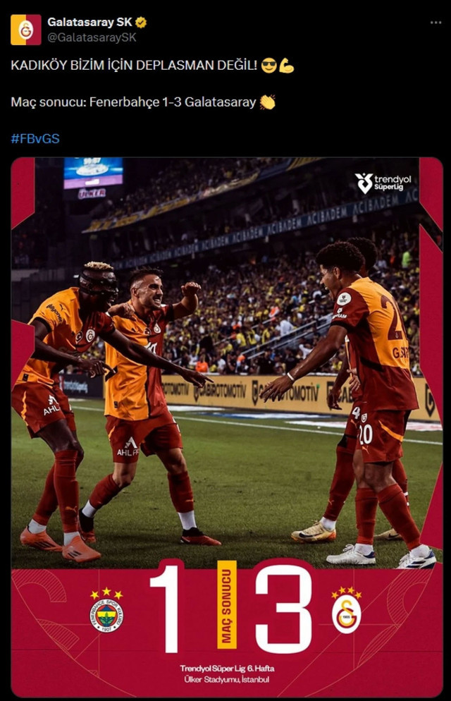 Galatasaray'dan galibiyet sonrası derbi paylaşımları - Resim: 0