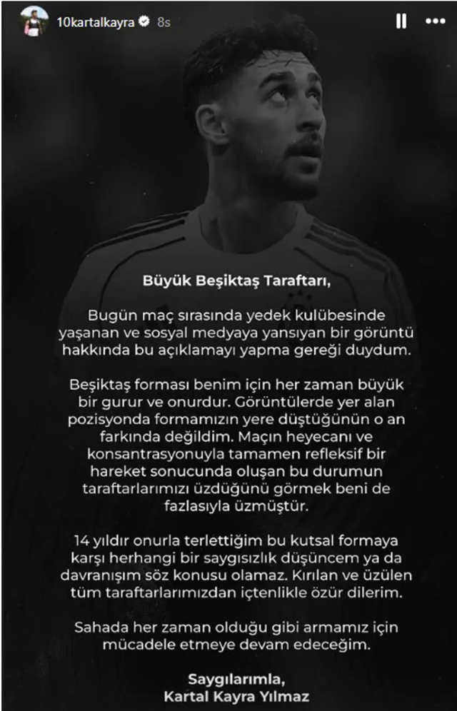 Beşiktaşlı Kartal'dan yedek kulübesinde tepki çeken hareket! Özür diledi - Resim: 0