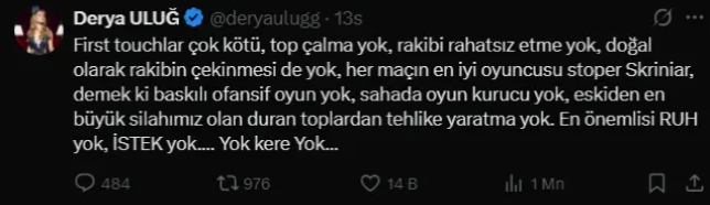 Derya Uluğ Fenerbahçe'nin puan kaybetmesinin ardından açtı ağzını yumdu gözünü! - Resim: 4