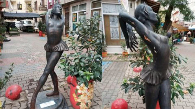 İstanbul'da Türkiye'nin ilk balerini Meriç Sümen heykeline tecavüz girişimi - Resim: 1