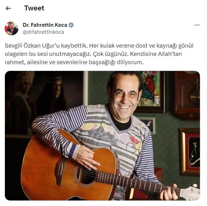 Sağlık Bakanı Fahrettin Koca duyurdu: Özkan Uğur hayatını kaybetti! Özkan Uğur'un hastalığı neydi? - Resim: 2