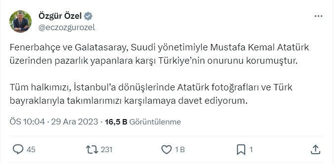 Siyaset tek yürek oldu! Süper Kupa ikiye bölünsün, Galatasaray ve Fenerbahçe şampiyon ilan edilsin - Resim: 2