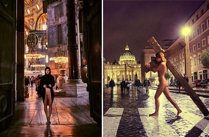 Çıplak manken Ayasofya'dan sonra Vatikan'da da soyundu - Resim: 1