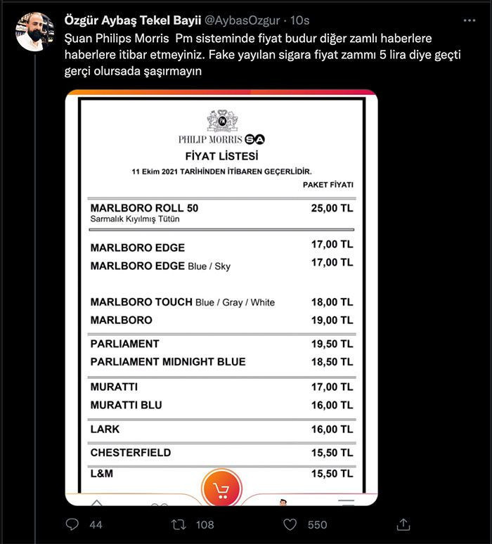 Sigaraya zam geldi iddiası 6 Aralık zamlı yeni sigara fiyatları listesi 2021 - Resim: 3