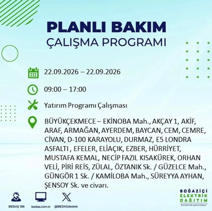 İstanbul iki gün boyunca karanlığa gömülecek! 21-22 Eylül elektrik kesintisi mahalle listesi - Resim: 65