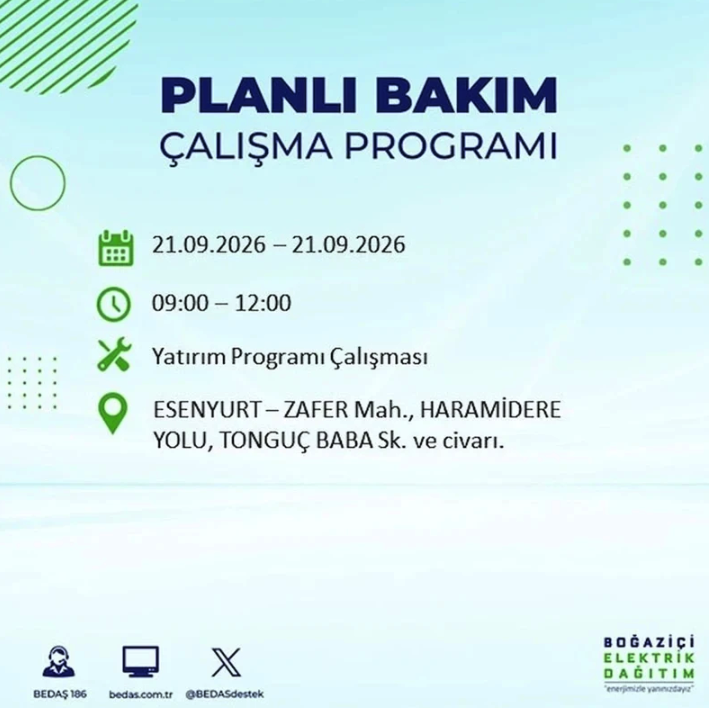 İstanbul iki gün boyunca karanlığa gömülecek! 21-22 Eylül elektrik kesintisi mahalle listesi - Resim: 39
