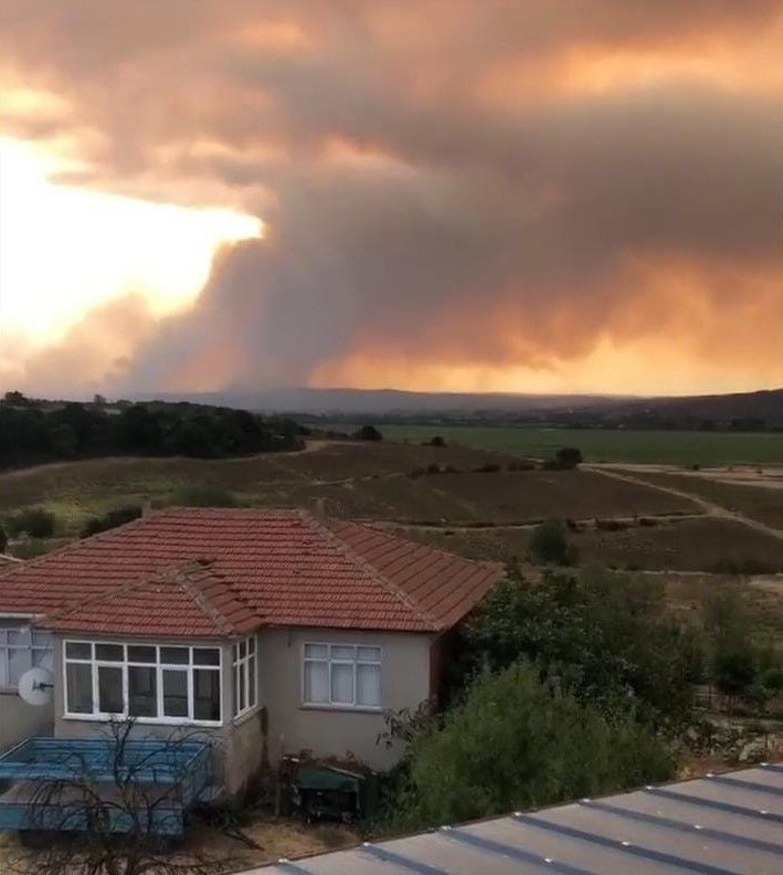 Yunanistan yangını Türkiye sınırına dayandı! Gökyüzü dumandan görünmüyor! - Resim: 1