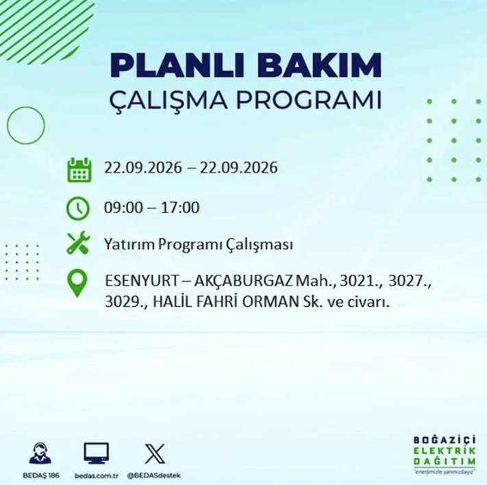İstanbul iki gün boyunca karanlığa gömülecek! 21-22 Eylül elektrik kesintisi mahalle listesi - Resim: 120