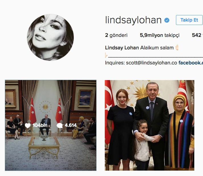 Lindsay Lohan instagramda Erdoğan paylaşımıyla kapak attı - Resim: 1