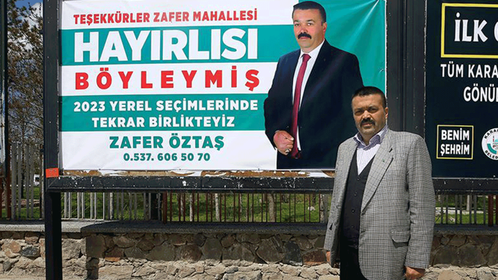Konya Karapınar'da seçimi kaybeden adaydan 'billboardlı' teşekkür