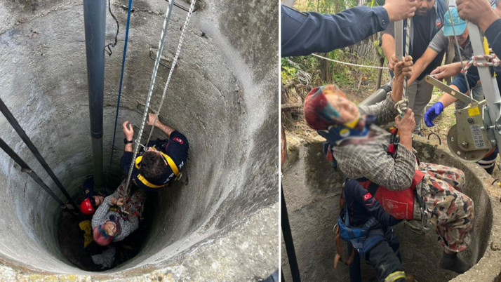 Kuyuya düşen yaşlı kadını itfaiye ekipleri kurtardı!
