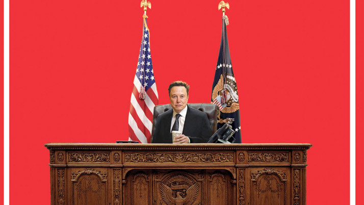 Time dergisi, 'ABD başkanlık koltuğuna oturmuş Elon Musk'ı' kapağına taşıdı