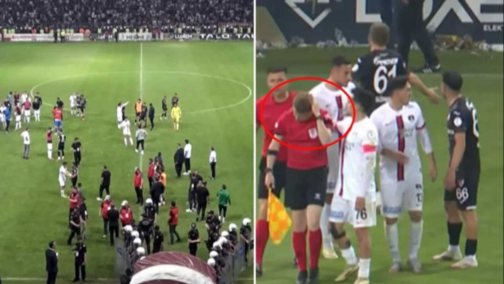 Yardımcı hakeme yabancı cisim isabet etti, play-off maçı yarıda kaldı