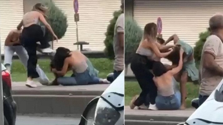 4 kadın öyle bir kavga etti ki! Saç başa kavgayı erkekler bile ayıramadı...