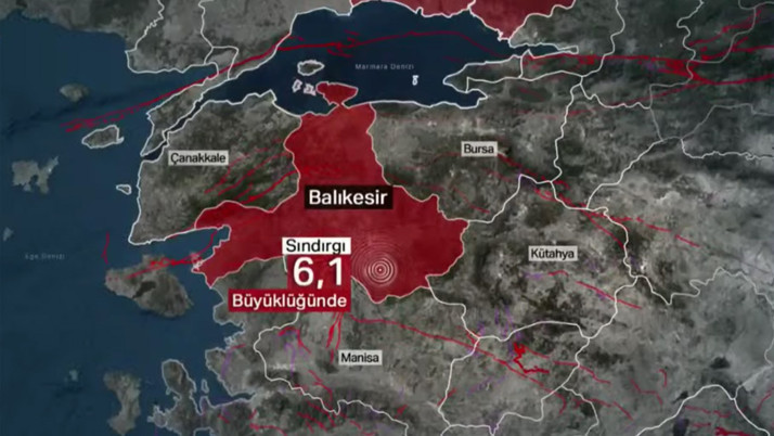 Balıkesir'de 6.1 büyüklüğündeki depremin ardından kayda giren artçılar