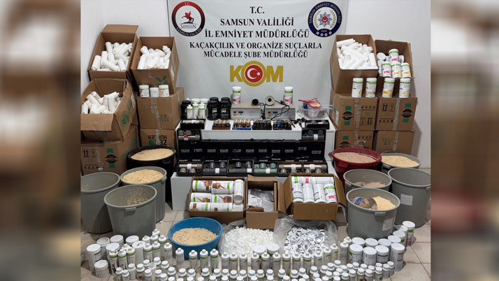 Samsun'da sahte zayıflama ve protein tozu üreten zanlı yakalandı