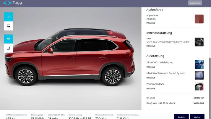 TOGG'un çift motorlu T10X ve T10F modelleri Almanya'da satışta