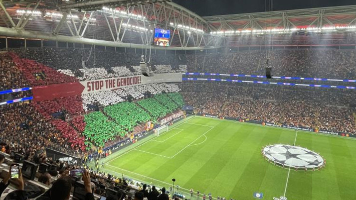 Galatasaray'ın Filistin'e destek koreografisi işgalci İsrail'in medyasını rahatsız etti