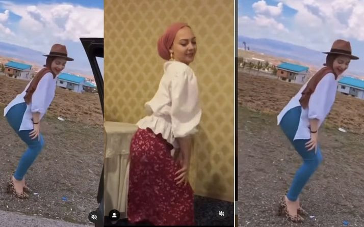 Daracık taytıyla kalça hoplattı paylaştı! Başındaki örtüsü isyan ettirdi - Resim: 2